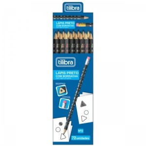 LÁPIS PRETO TRIANGULAR COM BORRACHA N.2 BUBBLES SORTIDO TILIBRA
