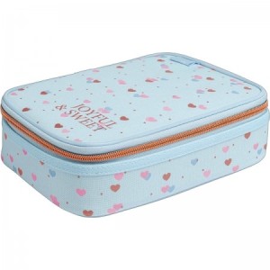 ESTOJO BOX ACADEMIE CORACAO METALIZADO AZUL TILIBRA REF.348538