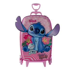 MALA INFANTIL STITCH ROSA DIPLOMATA COM RODINHA TRIPLA