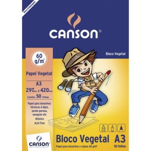 BLOCO VEGETAL A3 60G 50FLS CANSON ESCOLAR CANSON