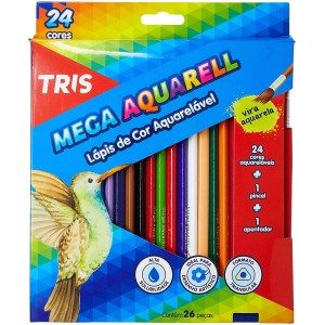 LAPIS DE COR C/24 CORES AQUARELAVEL+APONTADOR+PINCEL REF-16064