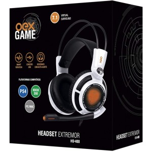 HEADSET GAMER EXTREMOR SURROUND 7.1 HS400 BRANCO PRETO OEX