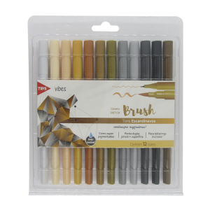 CANETA BRUSH TRIS VIBES SKETCH TONS ESCANDINAVOS 12COR CJ
