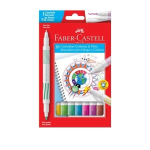 CANETA HIDROCOR CONTORNA E PINTA 10 CORES REF.15011DUO FABER-CASTELL
