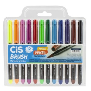MARCADOR CIS BRUSH AQUARELÁVEL ESTOJO C/12 CORES