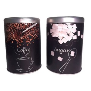 LATA DE METAL SUGAR/ COFFEE PRETA 10X15 CM