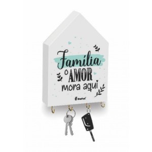 PORTA CHAVES CASINHA - AMOR MORA AQUI