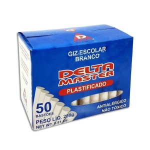 Giz Escolar Plastificado Branco Caixa com 50 unidades Delta