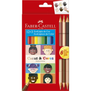 LAPIS DE COR 12+3 CARAS & CORES FABER REF-120112CC