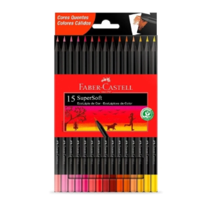 LAPIS DE COR 15 CORES QUENTES SUPERSOFT FABER CASTELL - REF 120715SOFTCQ