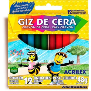 GIZ DE CERA FINO C/12 CORES ACRILEX - UN