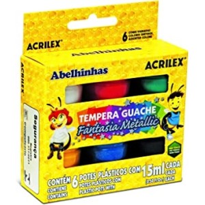 TINTA GUACHE 15ML C/6 CORES ACRILEX - REF-02020