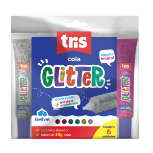 COLA GLITER TRIS C/6 CORES - REF 604404