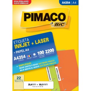 ETIQUETA INKJET + LASER A4354 PIMACO