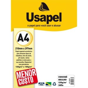 PAPEL A4 COUCHE USAPEL BRANCO 120G. - FILIPERSON