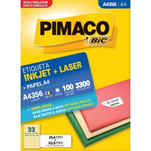 ETIQUETA INKJET + LASER A4356 PIMACO