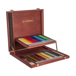 LAPIS COR STABILO WOODEN C/60 ESTOJO MADEIRA REF-1460/1