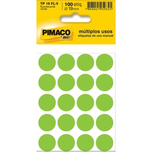 ETIQUETA PARA IDENTIFICAÇÃO TP-19 VERDE FLUORESCENTE PIMACO